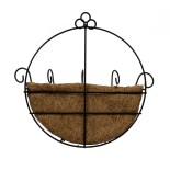 GloboStar® Artificial Garden KOUFONISIA 20482 Επιτοίχιο Κασπώ Γλάστρα - Flower Pot από Φλοιό Καρύδας Καφέ Φ25cm x Υ15cm 