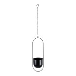 GloboStar® Artificial Garden NISYROS 20487 Κρεμαστό Μεταλλικό Κασπώ Γλάστρα - Flower Pot Μαύρο Φ16cm x Υ52cm