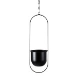 GloboStar® Artificial Garden NISYROS 20487 Κρεμαστό Μεταλλικό Κασπώ Γλάστρα - Flower Pot Μαύρο Φ16cm x Υ52cm