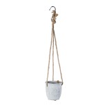 GloboStar® Artificial Garden SCORPIOS 20491 Κρεμαστό Πήλινο Κεραμικό Κασπώ Γλάστρα - Flower Pot Γκρι Φ8.5cm x Υ36cm 