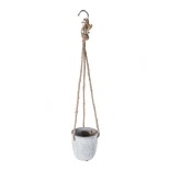 GloboStar® Artificial Garden SCORPIOS 20491 Κρεμαστό Πήλινο Κεραμικό Κασπώ Γλάστρα - Flower Pot Γκρι Φ8.5cm x Υ36cm 