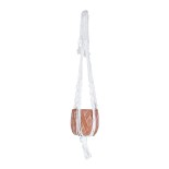 GloboStar® Artificial Garden PSERIMOS 20492 Κρεμαστό Πήλινο Κεραμικό Κασπώ Γλάστρα - Flower Pot Κεραμιδί με Μακραμέ Φ8cm x Υ58cm 