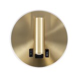 GloboStar® LADY-R 60940 Μοντέρνο Φωτιστικό Τοίχου - Απλίκα Ξενοδοχείου Bed Side LED 6W 600lm 36° & 360° AC 220-240V - Reading Light & Κρυφός Φωτισμός - Φορτιστής USB 3A - Φ15 x Υ7cm - Φυσικό Λευκό 4500K - Χρυσό Πλατίνα - 3 Χρόνια Εγγύηση