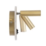 GloboStar® LADY-R 60940 Μοντέρνο Φωτιστικό Τοίχου - Απλίκα Ξενοδοχείου Bed Side LED 6W 600lm 36° & 360° AC 220-240V - Reading Light & Κρυφός Φωτισμός - Φορτιστής USB 3A - Φ15 x Υ7cm - Φυσικό Λευκό 4500K - Χρυσό Πλατίνα - 3 Χρόνια Εγγύηση