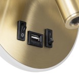 GloboStar® LADY-R 60940 Μοντέρνο Φωτιστικό Τοίχου - Απλίκα Ξενοδοχείου Bed Side LED 6W 600lm 36° & 360° AC 220-240V - Reading Light & Κρυφός Φωτισμός - Φορτιστής USB 3A - Φ15 x Υ7cm - Φυσικό Λευκό 4500K - Χρυσό Πλατίνα - 3 Χρόνια Εγγύηση
