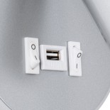 GloboStar® JERSEY 61103 Μοντέρνο Φωτιστικό Τοίχου - Απλίκα Ξενοδοχείου Bed Side LED 10W 1380lm 36° & 360° AC 220-240V - Reading Light & 360° Κρυφός Φωτισμός - Φορτιστής USB 3A - Φ14.5 x Π4cm - Φυσικό Λευκό 4500K - Νίκελ Βούρτσας