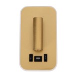 GloboStar® LADY-O 61366 Μοντέρνο Φωτιστικό Τοίχου - Απλίκα Ξενοδοχείου Bed Side LED 10W 1000lm 36° & 360° AC 220-240V - Reading Light & Κρυφός Φωτισμός - Φορτιστής USB 3A - Μ10.5 x Π10 x Υ18.5cm - Φυσικό Λευκό 4500K - Χρυσό Βούρτσας - 3 Χρόνια Εγγύηση