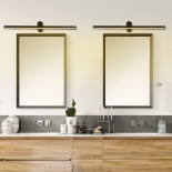 GloboStar® ROSA 60450 Μοντέρνο Φωτιστικό Τοίχου - Απλίκα Καθρέπτη Μπάνιου - Πίνακα LED 12W 1400lm 120° AC 220-240V IP44 Μ60 x Π15 x Υ7cm - Φυσικό Λευκό 4500K - Μαύρο - 3 Years Warranty