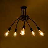 GLOBOSTAR® PAULELI 01127 Μοντέρνο Κρεμαστό Φωτιστικό Οροφής με Ντουί 5 x E27 AC 220-240V IP20 - Μαύρο - Μ76 x Π76 x Υ45cm