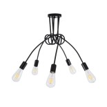 GLOBOSTAR® PAULELI 01127 Μοντέρνο Κρεμαστό Φωτιστικό Οροφής με Ντουί 5 x E27 AC 220-240V IP20 - Μαύρο - Μ76 x Π76 x Υ45cm