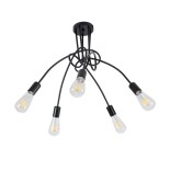 GLOBOSTAR® PAULELI 01127 Μοντέρνο Κρεμαστό Φωτιστικό Οροφής με Ντουί 5 x E27 AC 220-240V IP20 - Μαύρο - Μ76 x Π76 x Υ45cm