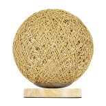 GloboStar® OCEANA 01336 Μοντέρνο Επιτραπέζιο Φωτιστικό Πορτατίφ Μονόφωτο 1 x E27 IP20 Μπεζ Ρατάν με Μπεζ Ξύλο - M20 x Π20 x Υ22cm