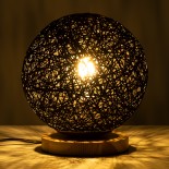 GLOBOSTAR® OCEANA 01338 Boho Επιτραπέζιο Φωτιστικό Πορτατίφ με Ντουί 1 x E27 AC 220-240V IP20 - Μαύρο & Μπεζ - M20 x Π20 x Υ22cm