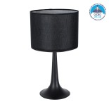 GloboStar® AMBROSIA BLACK 01394 Μοντέρνο Επιτραπέζιο Φωτιστικό Πορτατίφ Μονόφωτο Μεταλλικό με Μαύρο Καπέλο Φ25 x Υ46cm
