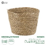 GloboStar® Artificial Garden PATMOS 20271 Διακοσμητικό Πλεκτό Καλάθι - Κασπώ Γλάστρα - Flower Pot Μπεζ Φ25cm x Υ19cm