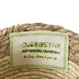 GloboStar® Artificial Garden KYTHIRA 20272 Διακοσμητικό Πλεκτό Καλάθι - Κασπώ Γλάστρα - Flower Pot Μπεζ με Λευκό Φ18cm x Υ15cm 