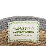 GloboStar® Artificial Garden ANTIPAROS 20288 Διακοσμητικό Πλεκτό Καλάθι - Κασπώ Γλάστρα - Flower Pot Μπεζ με Γκρι Φ18cm x Υ15cm