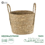 GloboStar® Artificial Garden TINOS 20292 Διακοσμητικό Πλεκτό Καλάθι - Κασπώ Γλάστρα - Flower Pot Μπεζ Φ35cm x Υ30cm