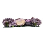 GloboStar® Artificial Garden ROSES STORY 20352 Τεχνητό Διακοσμητικό Πάνελ Λουλουδιών - Κάθετος Κήπος σύνθεση Μωβ & Ροζ Τριαντάφυλλα Μ40 x Π60 x Υ8cm 