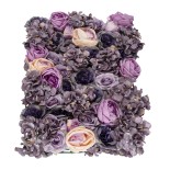 GloboStar® Artificial Garden ROSES STORY 20352 Τεχνητό Διακοσμητικό Πάνελ Λουλουδιών - Κάθετος Κήπος σύνθεση Μωβ & Ροζ Τριαντάφυλλα Μ40 x Π60 x Υ8cm 