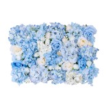 GloboStar® Artificial Garden ROSES STORY 20353 Τεχνητό Διακοσμητικό Πάνελ Λουλουδιών - Κάθετος Κήπος σύνθεση Μπλε & Μπεζ Τριαντάφυλλα Μ40 x Π60 x Υ10cm 