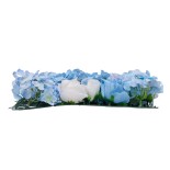 GloboStar® Artificial Garden ROSES STORY 20353 Τεχνητό Διακοσμητικό Πάνελ Λουλουδιών - Κάθετος Κήπος σύνθεση Μπλε & Μπεζ Τριαντάφυλλα Μ40 x Π60 x Υ10cm 