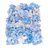 GloboStar® Artificial Garden ROSES STORY 20353 Τεχνητό Διακοσμητικό Πάνελ Λουλουδιών - Κάθετος Κήπος σύνθεση Μπλε & Μπεζ Τριαντάφυλλα Μ40 x Π60 x Υ10cm 