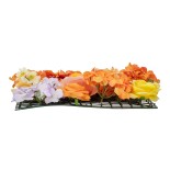 GloboStar® Artificial Garden ROSES STORY 20354 Τεχνητό Διακοσμητικό Πάνελ Λουλουδιών - Κάθετος Κήπος σύνθεση Πορτοκαλί & Ροζ Τριαντάφυλλα Μ40 x Π60 x Υ12cm 