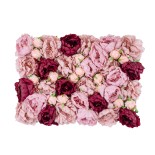 GloboStar® Artificial Garden ROSES STORY 20355 Τεχνητό Διακοσμητικό Πάνελ Λουλουδιών - Κάθετος Κήπος σύνθεση Ροζ & Βυσσινί Τριαντάφυλλα Μ40 x Π60 x Υ8cm 