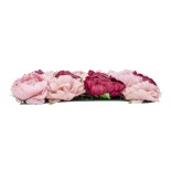 GloboStar® Artificial Garden ROSES STORY 20355 Τεχνητό Διακοσμητικό Πάνελ Λουλουδιών - Κάθετος Κήπος σύνθεση Ροζ & Βυσσινί Τριαντάφυλλα Μ40 x Π60 x Υ8cm 