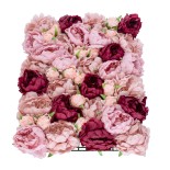 GloboStar® Artificial Garden ROSES STORY 20355 Τεχνητό Διακοσμητικό Πάνελ Λουλουδιών - Κάθετος Κήπος σύνθεση Ροζ & Βυσσινί Τριαντάφυλλα Μ40 x Π60 x Υ8cm 