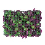 GloboStar® Artificial Garden ROSES STORY 20356 Τεχνητό Διακοσμητικό Πάνελ Λουλουδιών - Κάθετος Κήπος σύνθεση Φουξ & Βυσσινί Τριαντάφυλλα Μ40 x Π60 x Υ10cm 