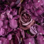 GloboStar® Artificial Garden ROSES STORY 20356 Τεχνητό Διακοσμητικό Πάνελ Λουλουδιών - Κάθετος Κήπος σύνθεση Φουξ & Βυσσινί Τριαντάφυλλα Μ40 x Π60 x Υ10cm 