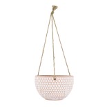 GloboStar® Artificial Garden CHIOS 20462 Κρεμαστό Πήλινο Κεραμικό Κασπώ Γλάστρα - Flower Pot Κεραμιδί με Λευκό Φ19.5cm x Υ11.5cm
