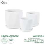 GloboStar® Artificial Garden KARPATHOS 20463 ΣΕΤ 3 Πήλινα Κεραμικά Κασπώ Γλάστρες - Flower Pots Λευκό A:Φ10cm x Υ10cm B:Φ13cm x Υ13.5cm C:Φ16cm x Υ16.5cm