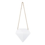 GloboStar® Artificial Garden HERAKLIO 20467 Κρεμαστό Πήλινο Κεραμικό Κασπώ Γλάστρα - Flower Pot Λευκό Μ13.5 x Π15.5 x Υ37cm