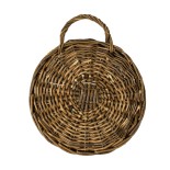 GloboStar® Artificial Garden SXOINOUSA 20475 Επιτοίχιο Ρατάν Πλεκτό Κασπώ Γλάστρα - Flower Pot Καφέ Φ26cm x Υ20cm