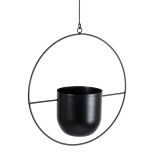GloboStar® Artificial Garden TILOS 20485 Κρεμαστό Μεταλλικό Κασπώ Γλάστρα - Flower Pot Μαύρο Φ35cm x Υ15cm