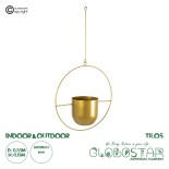 GloboStar® Artificial Garden TILOS 20486 Κρεμαστό Μεταλλικό Κασπώ Γλάστρα - Flower Pot Χρυσό Φ35cm x Υ15cm