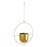 GloboStar® Artificial Garden TILOS 20486 Κρεμαστό Μεταλλικό Κασπώ Γλάστρα - Flower Pot Χρυσό Φ35cm x Υ15cm
