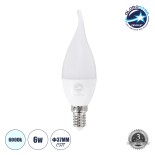 GloboStar® 60006 Λάμπα LED E14 C37T Κεράκι 6W 600lm 260° AC 220-240V IP20 Φ3.7 x Υ12.5cm Ψυχρό Λευκό 6000K - 3 Years Warranty