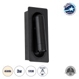 GloboStar® MANHATTAN 61097 Μοντέρνο Χωνευτό Φωτιστικό Τοίχου - Απλίκα Ξενοδοχείου Bed Side LED 3W 405lm 36° AC 220-240V - Reading Light - Μ7 x Π7 x Υ17cm - Φυσικό Λευκό 4500K - Μαύρο