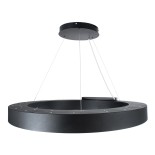 GLOBOSTAR® RA 61196 Μοντέρνο Κρεμαστό Φωτιστικό Οροφής LED 75W 8250lm 120° AC 220-240V IP20 Ρυθμιζόμενο Λευκό CCT με Χειριστήριο από 2700K έως 6000K Dimmable - Lumileds SMD Chip - Μαύρο Ματ - Μ80 x Π80 x Υ8cm - 3 Χρόνια Εγγύηση