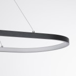 GLOBOSTAR® BOLIVAR 61271 Μοντέρνο Κρεμαστό Φωτιστικό Οροφής LED 54W 5400lm 360° AC 220-240V IP20 Ρυθμιζόμενο Λευκό CCT με Χειριστήριο από 2700K έως 6000K Dimmable - Lumileds SMD Chip - Μαύρο Ματ - Μ120 x Π30 x Υ2cm - 3 Χρόνια Εγγύηση