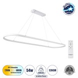 GLOBOSTAR® BOLIVAR 61272 Μοντέρνο Κρεμαστό Φωτιστικό Οροφής LED 54W 5400lm 360° AC 220-240V IP20 Ρυθμιζόμενο Λευκό CCT με Χειριστήριο από 2700K έως 6000K Dimmable - Lumileds SMD Chip - Λευκό Ματ - Μ120 x Π30 x Υ2cm - 3 Χρόνια Εγγύηση