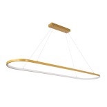GLOBOSTAR® BOLIVAR 61274 Μοντέρνο Κρεμαστό Φωτιστικό Οροφής LED 54W 5400lm 360° AC 220-240V IP20 Ρυθμιζόμενο Λευκό CCT με Χειριστήριο από 2700K έως 6000K Dimmable - Lumileds SMD Chip - Χρυσό Βούρτσας - Μ120 x Π30 x Υ2cm - 3 Χρόνια Εγγύηση