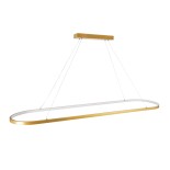 GLOBOSTAR® BOLIVAR 61274 Μοντέρνο Κρεμαστό Φωτιστικό Οροφής LED 54W 5400lm 360° AC 220-240V IP20 Ρυθμιζόμενο Λευκό CCT με Χειριστήριο από 2700K έως 6000K Dimmable - Lumileds SMD Chip - Χρυσό Βούρτσας - Μ120 x Π30 x Υ2cm - 3 Χρόνια Εγγύηση