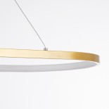 GLOBOSTAR® BOLIVAR 61274 Μοντέρνο Κρεμαστό Φωτιστικό Οροφής LED 54W 5400lm 360° AC 220-240V IP20 Ρυθμιζόμενο Λευκό CCT με Χειριστήριο από 2700K έως 6000K Dimmable - Lumileds SMD Chip - Χρυσό Βούρτσας - Μ120 x Π30 x Υ2cm - 3 Χρόνια Εγγύηση