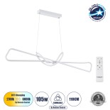 GloboStar® DOLORES 61280 Κρεμαστό Φωτιστικό Οροφής Design LED CCT 105W 11760lm 300° AC 220-240V - Εναλλαγή Φωτισμού μέσω Τηλεχειριστηρίου All In One Ψυχρό 6000k+Φυσικό 4500k+Θερμό 2700k Dimmable Μ110 x Π17 x Υ17.5cm - Λευκό - 3 Years Warranty