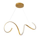 GloboStar® SPIRALE 61286 Κρεμαστό Φωτιστικό Οροφής Design LED CCT 75W 8400lm 300° AC 220-240V - Εναλλαγή Φωτισμού μέσω Τηλεχειριστηρίου All In One Ψυχρό 6000k+Φυσικό 4500k+Θερμό 2700k Dimmable Μ72 x Π25 x Υ30cm - Χρυσό Βούρτσας - 3 Years Warranty